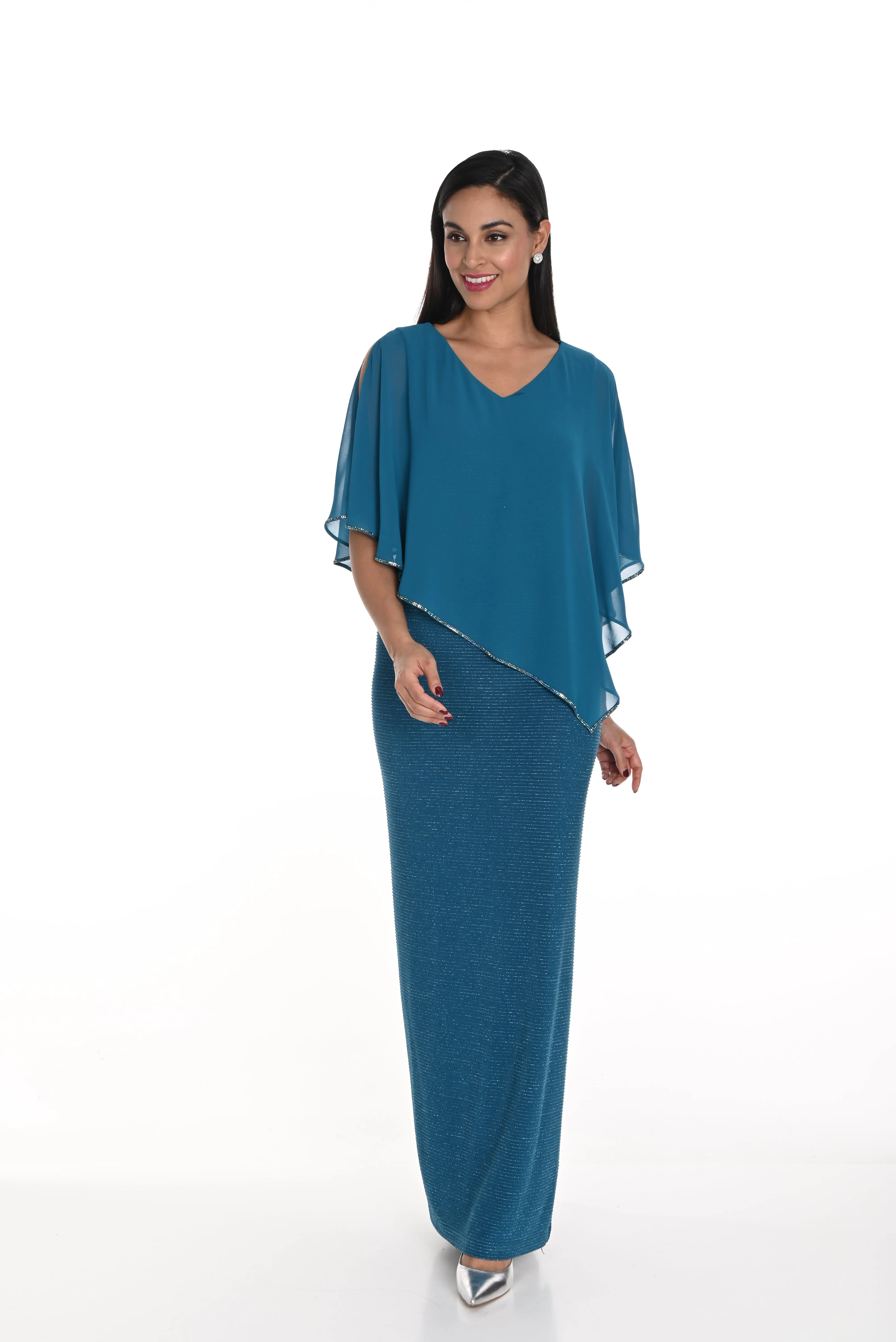 Frank Lyman Fall 2024-249301-Knit Dress-Teal/Blue