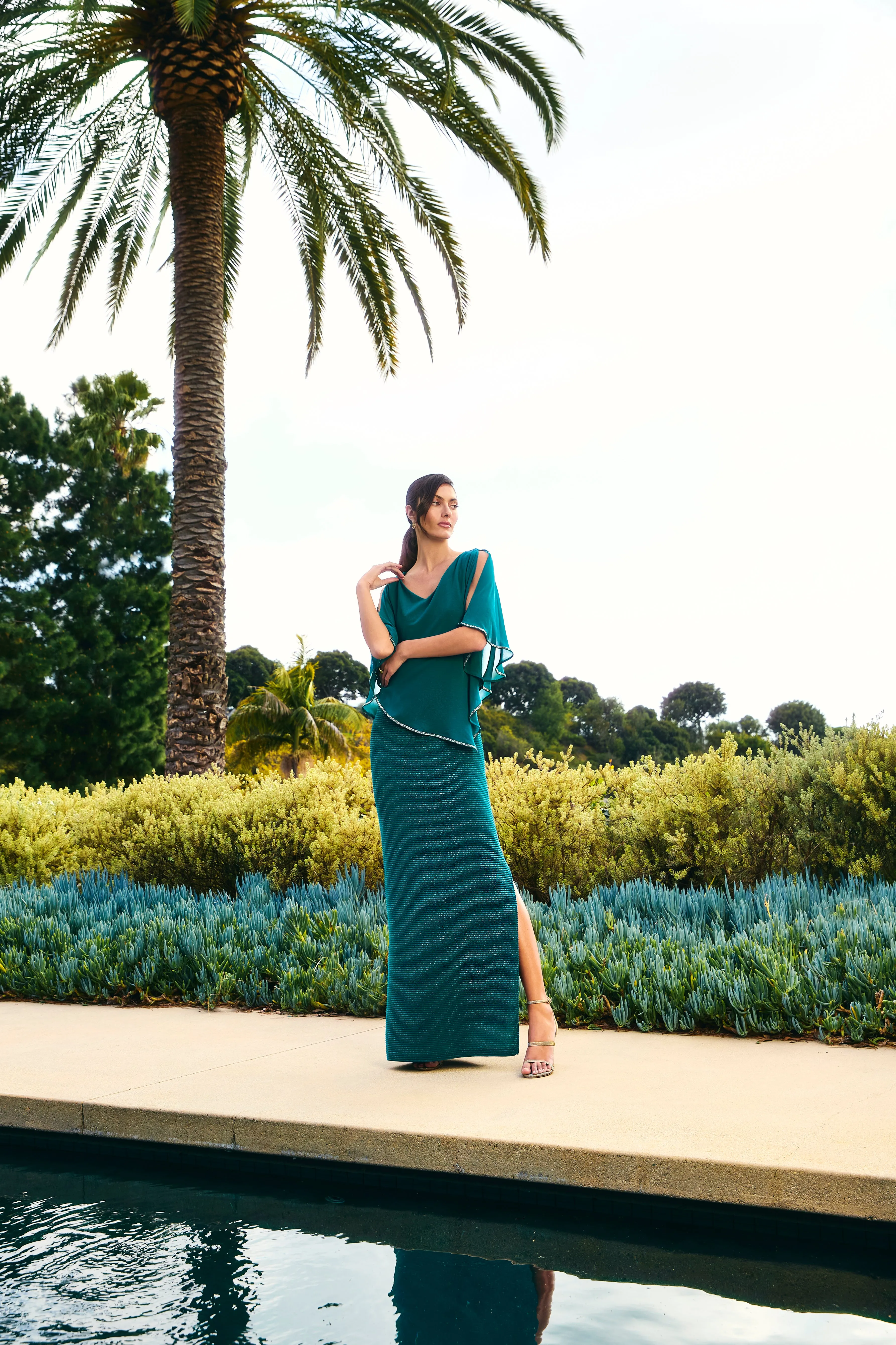 Frank Lyman Fall 2024-249301-Knit Dress-Teal/Blue