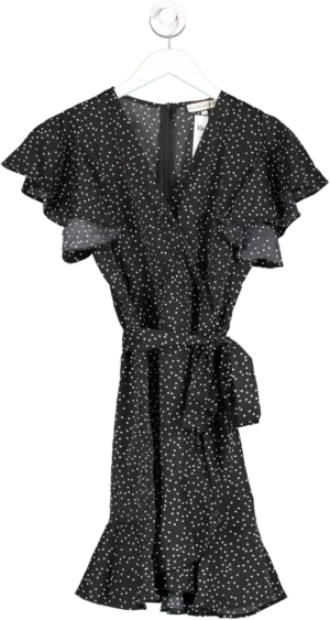 FS Collection Black White Dot Mini Wrap Dress UK XS