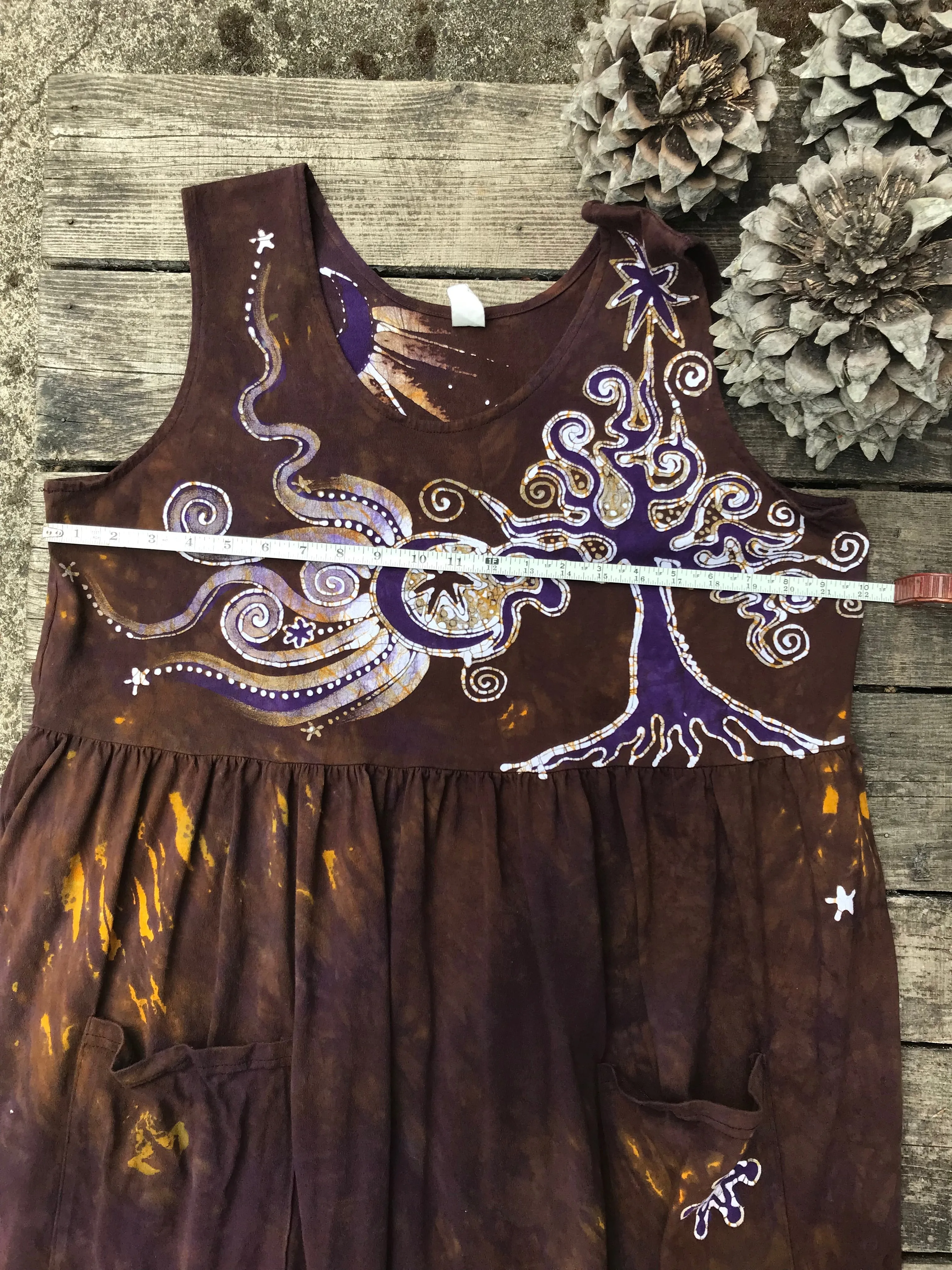 Golden Sun Purple Forest Farmer's Market Pocket Dress - Size 2X