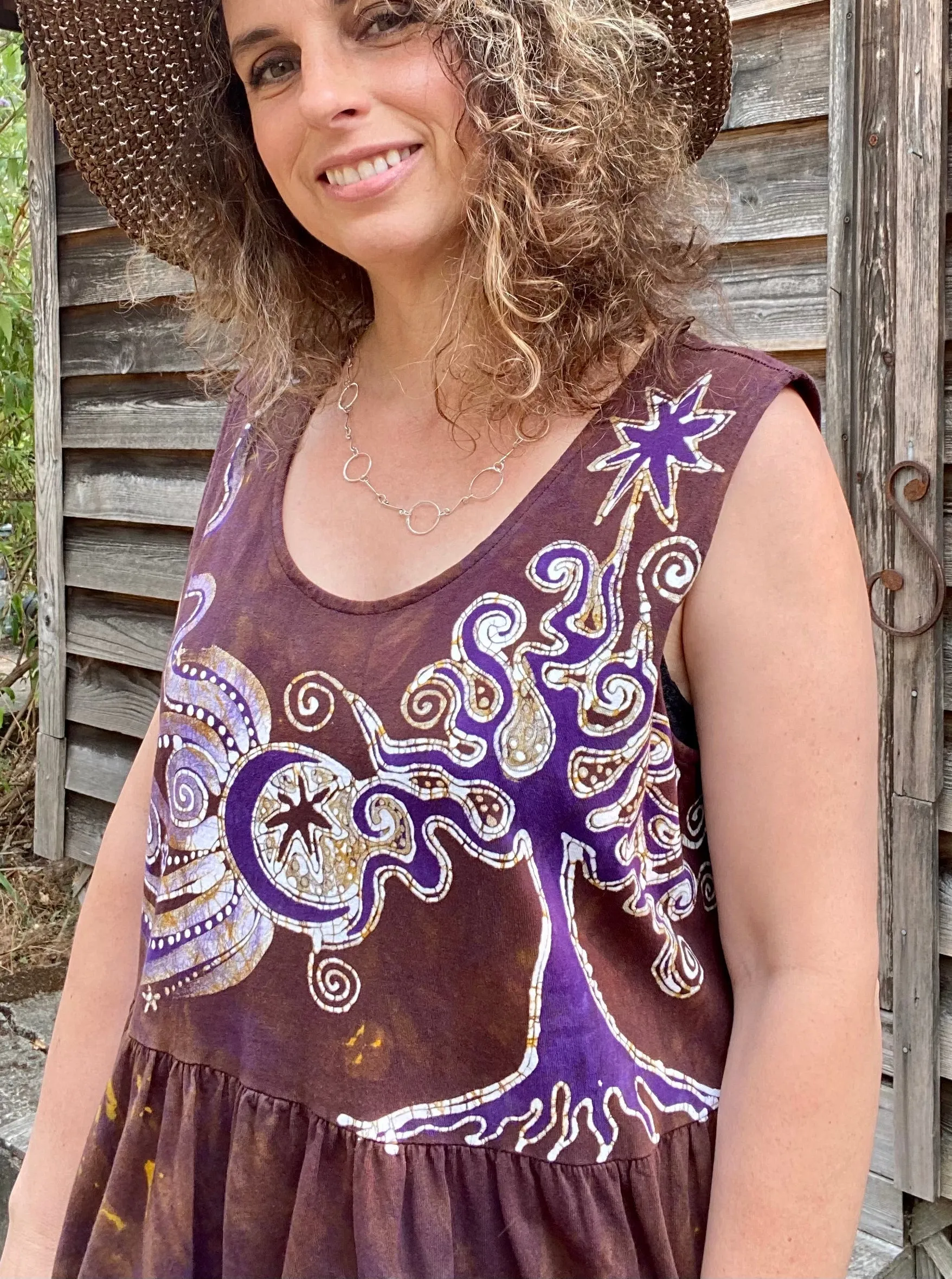 Golden Sun Purple Forest Farmer's Market Pocket Dress - Size 2X