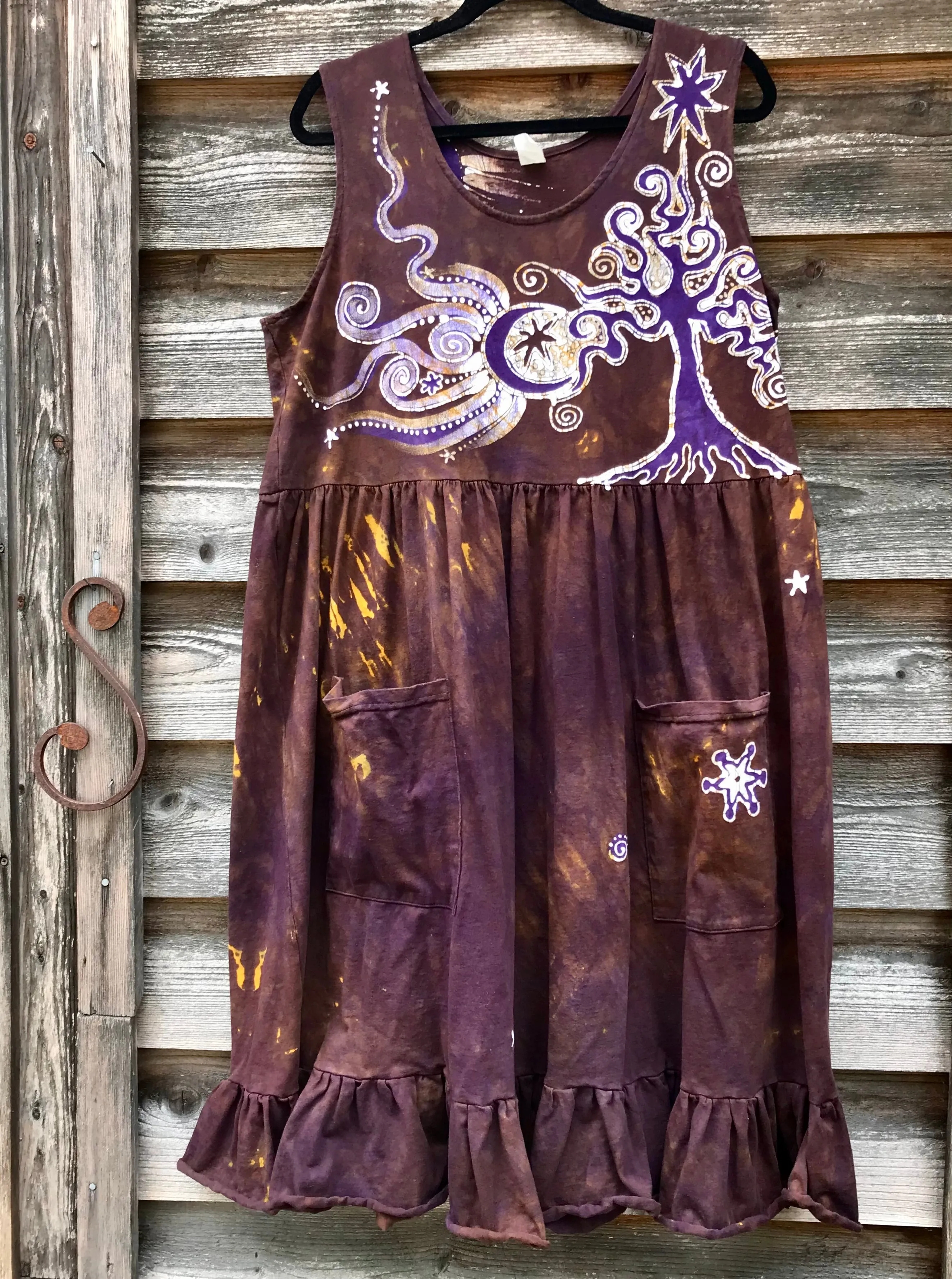 Golden Sun Purple Forest Farmer's Market Pocket Dress - Size 2X