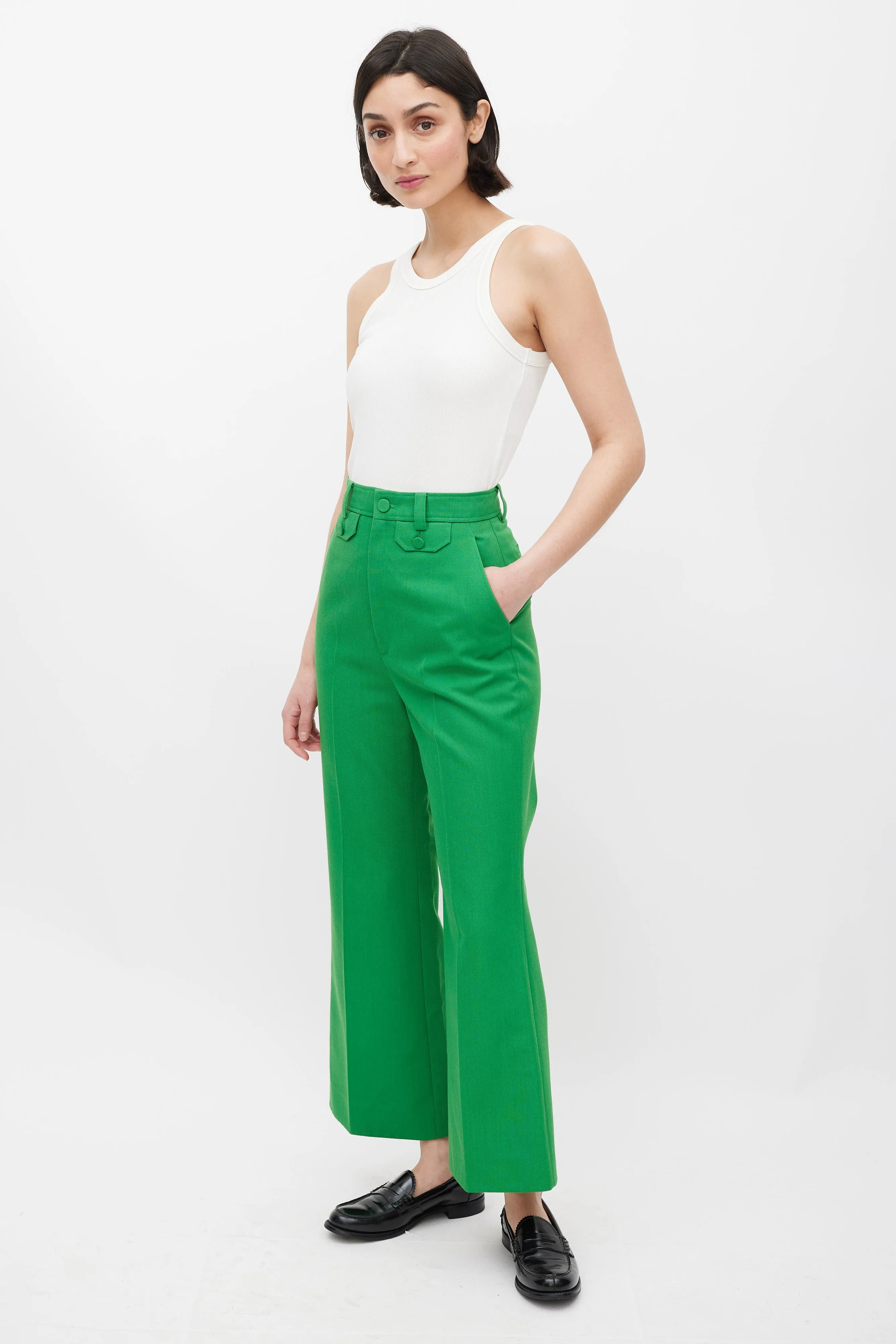 Green Flared Trouser