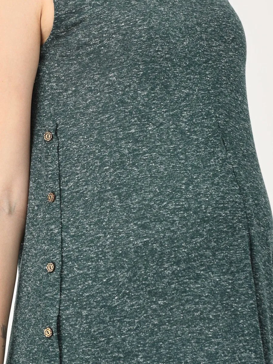 Green Melange Tunic Maternity and Nursing Dress