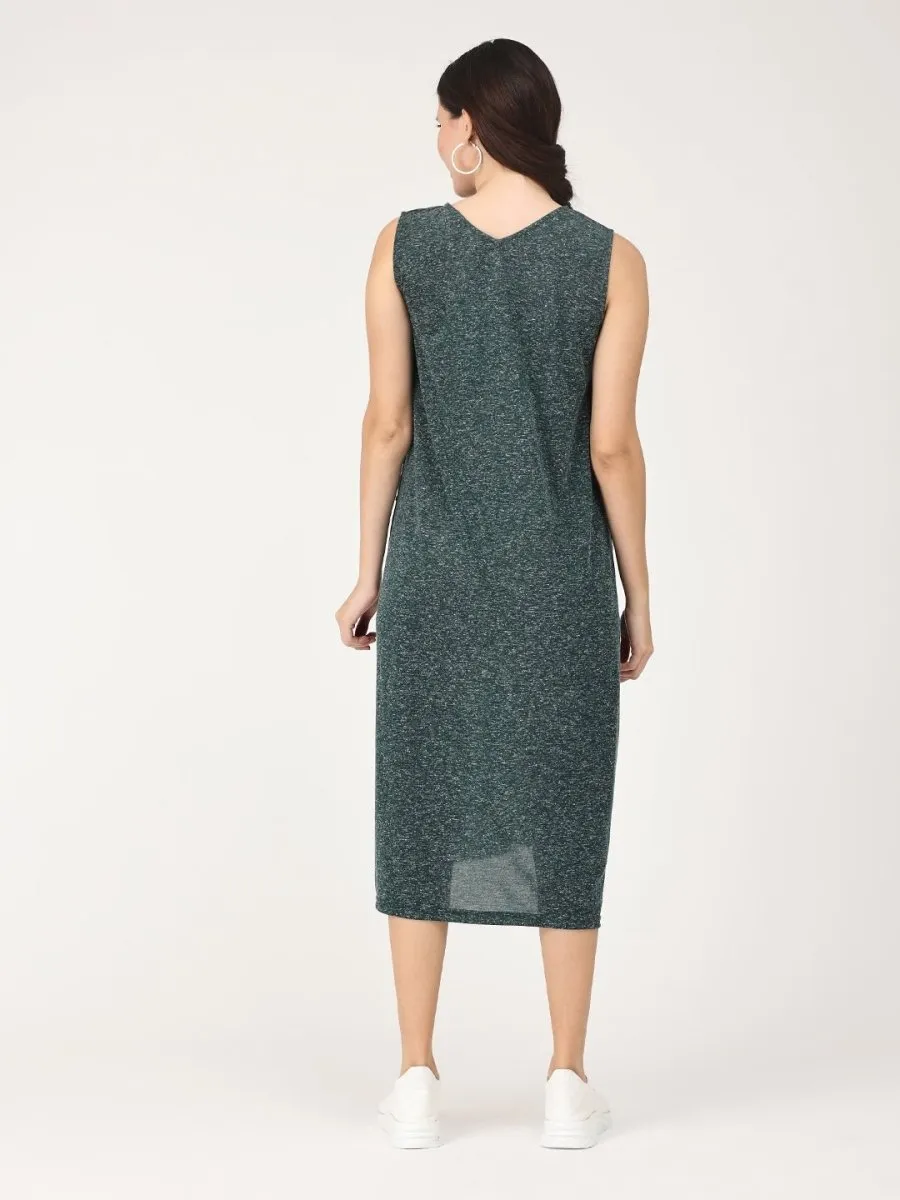 Green Melange Tunic Maternity and Nursing Dress