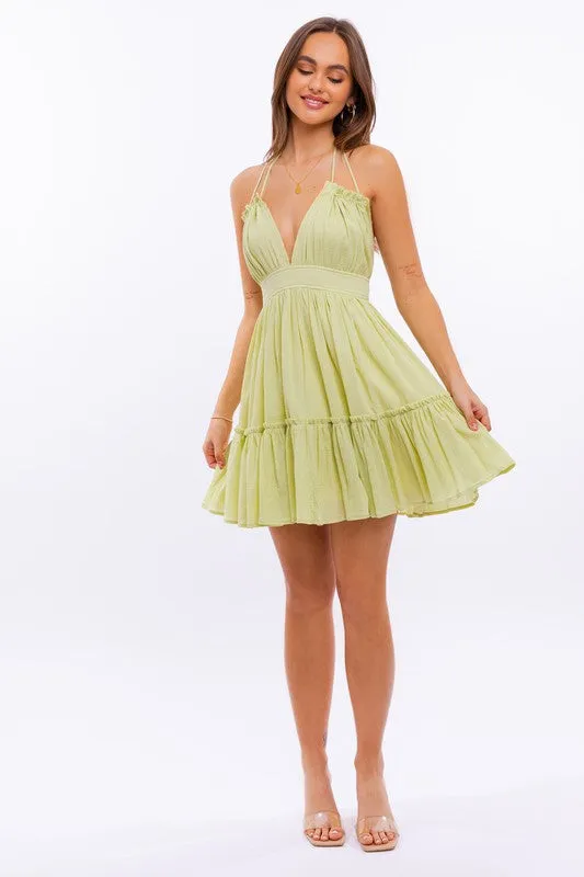 Halter Babydoll Tiered Mini Dress *Online Only*