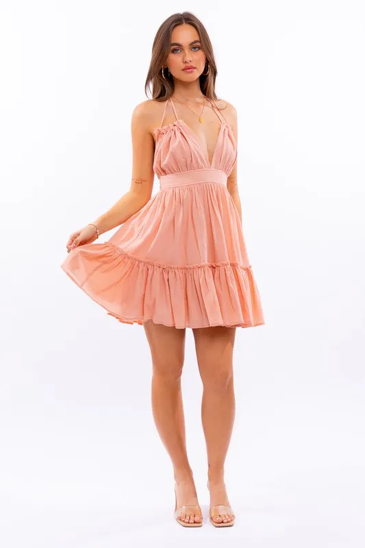 Halter Babydoll Tiered Mini Dress *Online Only*