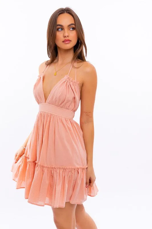Halter Babydoll Tiered Mini Dress *Online Only*
