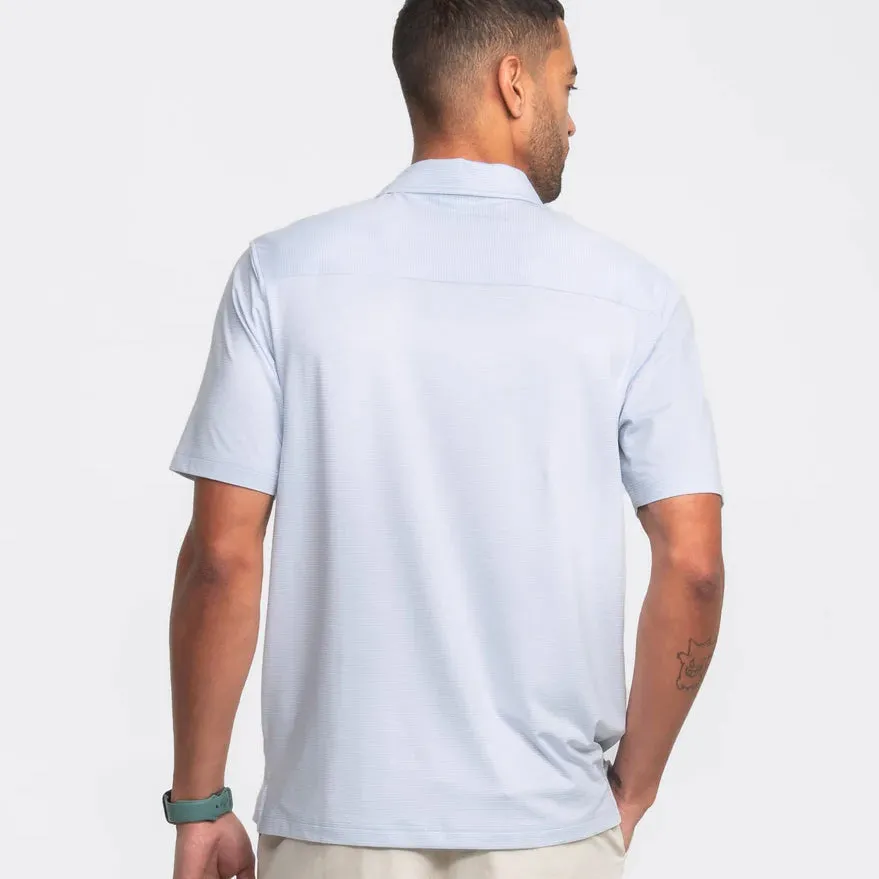 Heather Madison Stripe Polo – Powder Blue