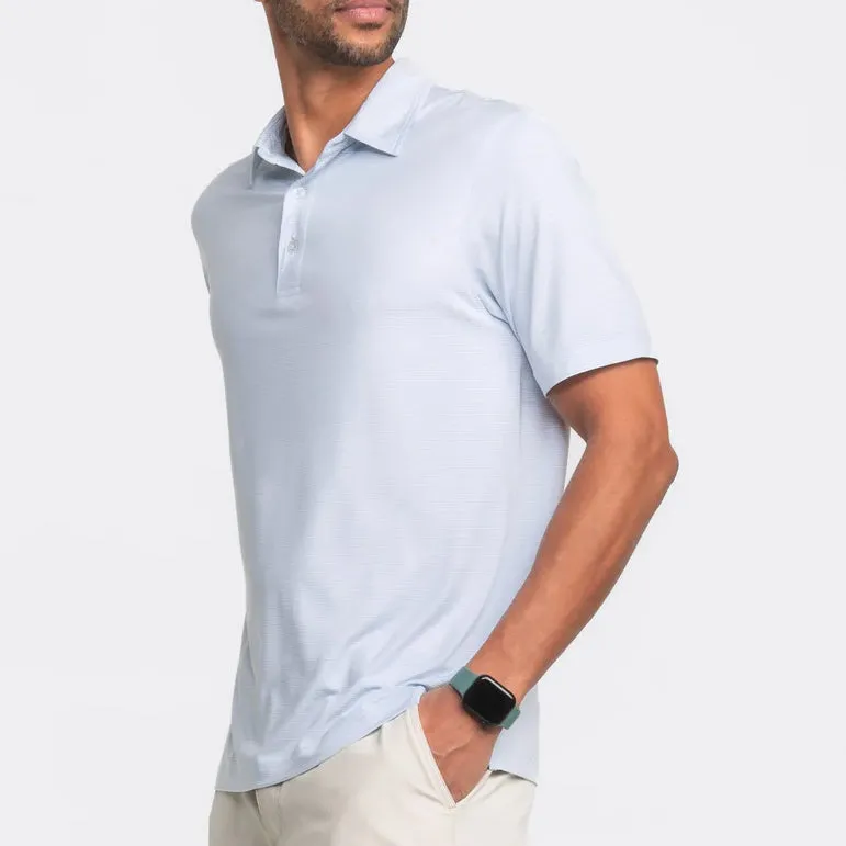 Heather Madison Stripe Polo – Powder Blue