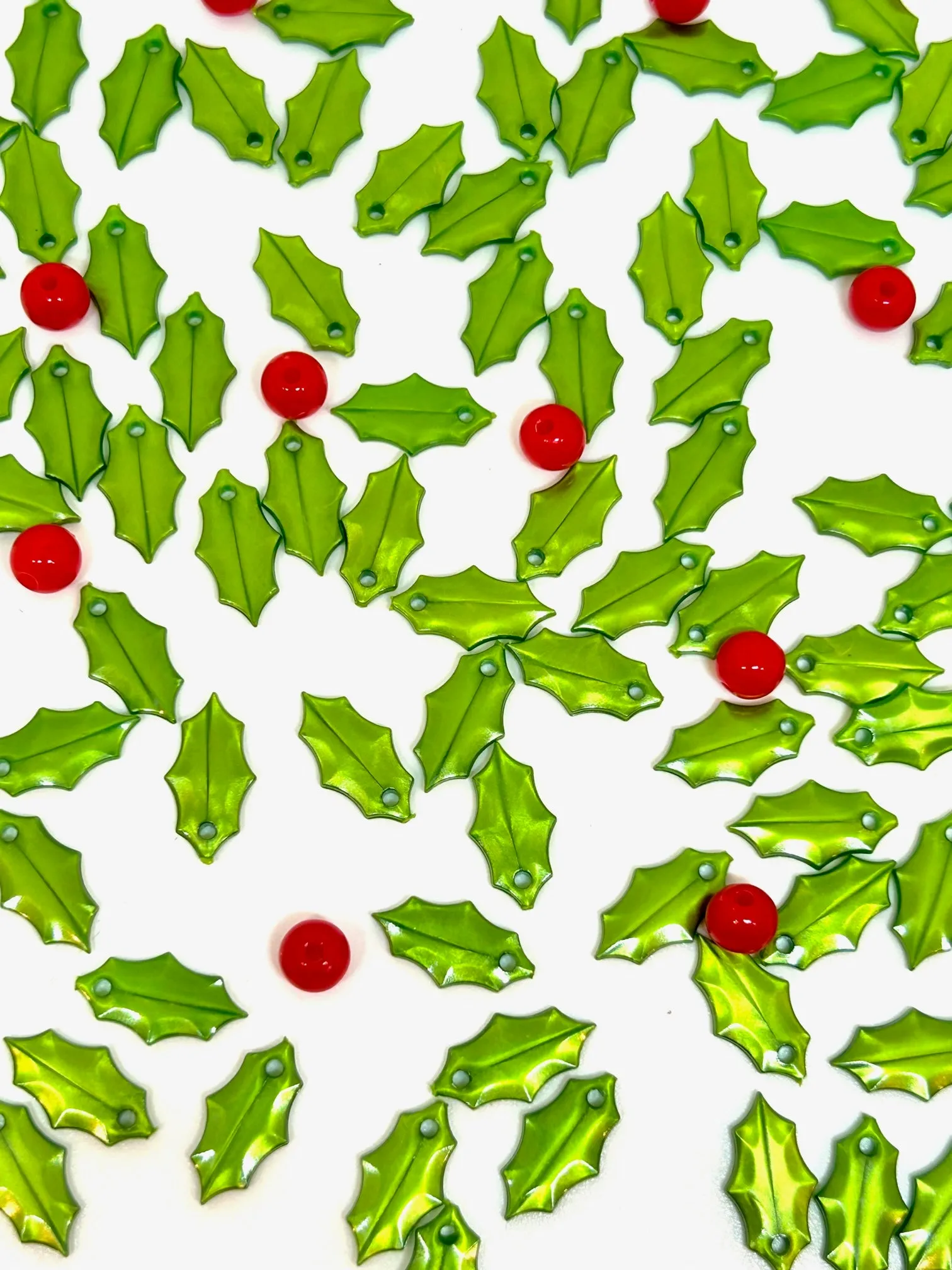 Holly Leaves & Berry Beads, Christmas Jewelry & Decor