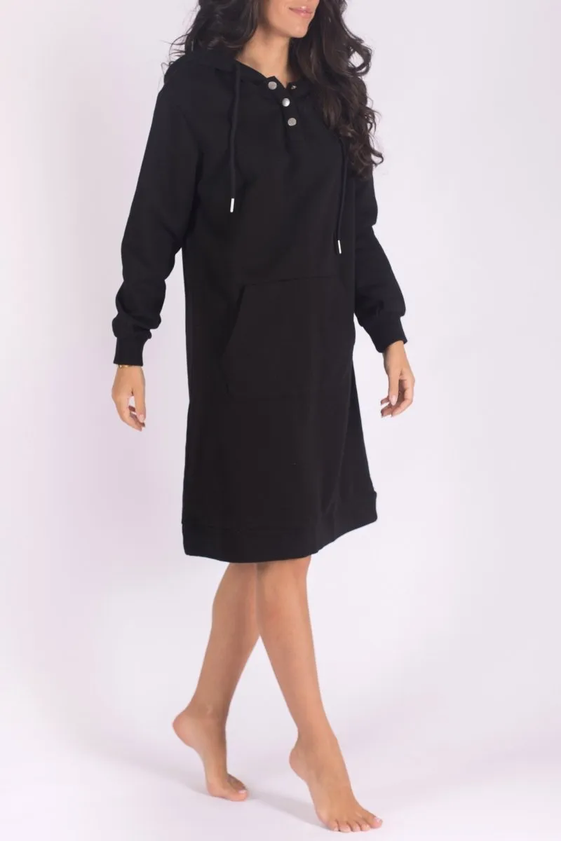 HOODIE DRESS 38" (BLACK)