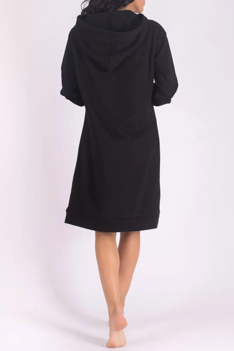 HOODIE DRESS 38" (BLACK)