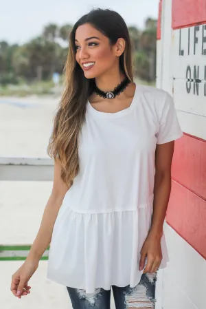 Ivory Short Sleeve Babydoll Top