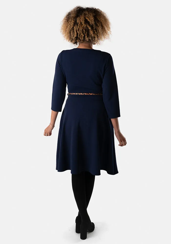 Kaira Navy Wrap Dress