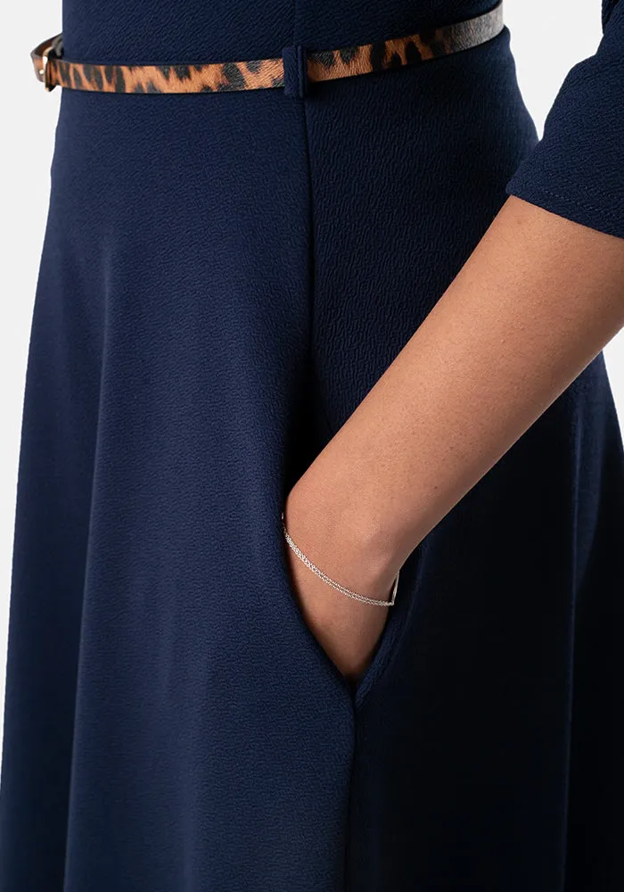 Kaira Navy Wrap Dress