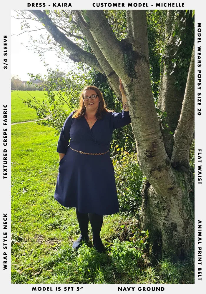Kaira Navy Wrap Dress
