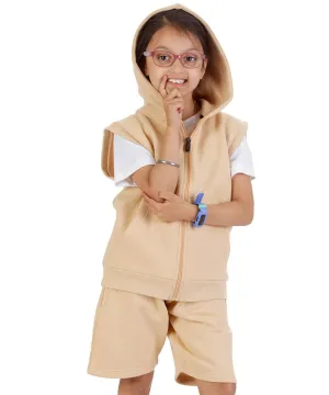 Kids Nude 2-Piece Gilet and Shorts Set: Nude