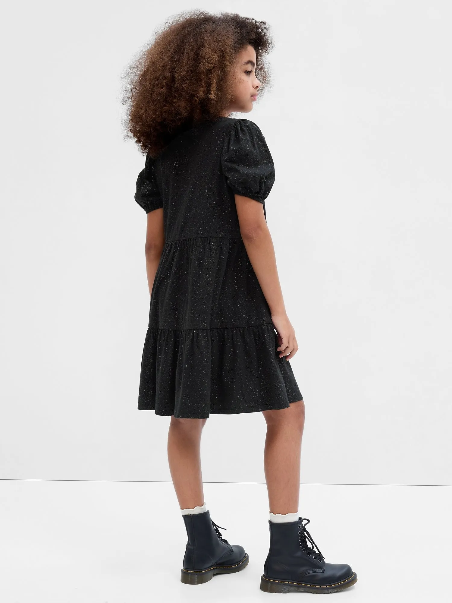 Kids Puff Sleeve Tiered Dress