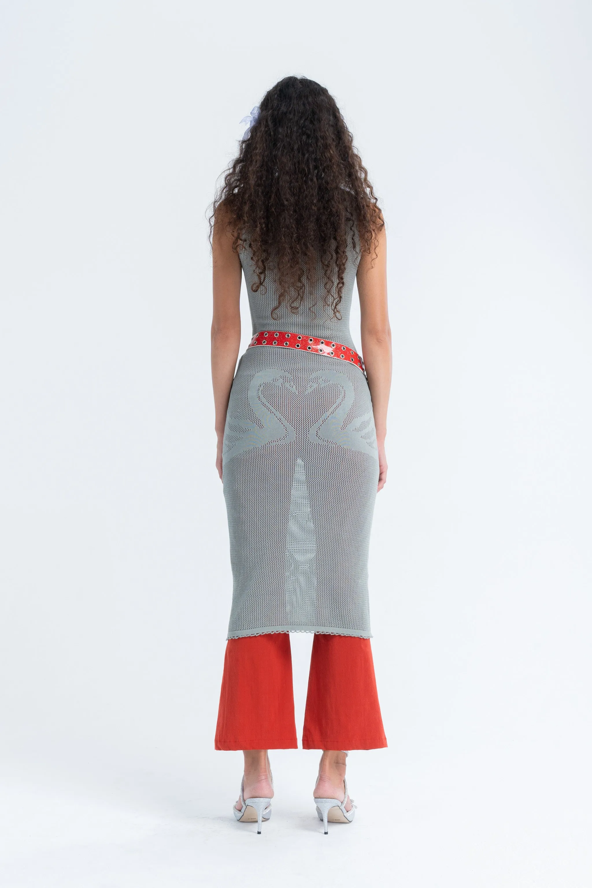 Knitted Swan Midi in Platinum