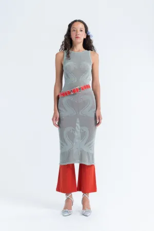 Knitted Swan Midi in Platinum