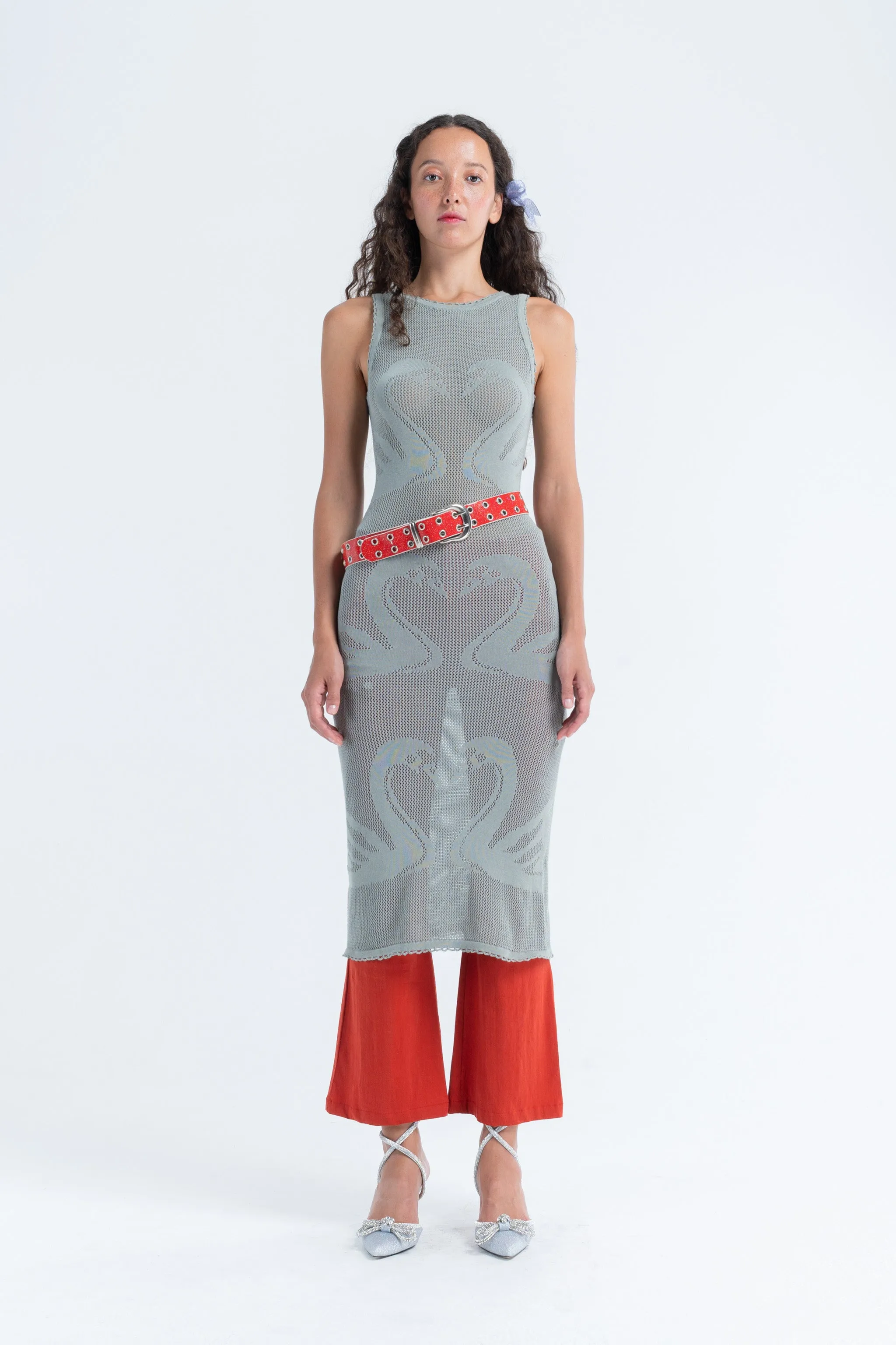 Knitted Swan Midi in Platinum