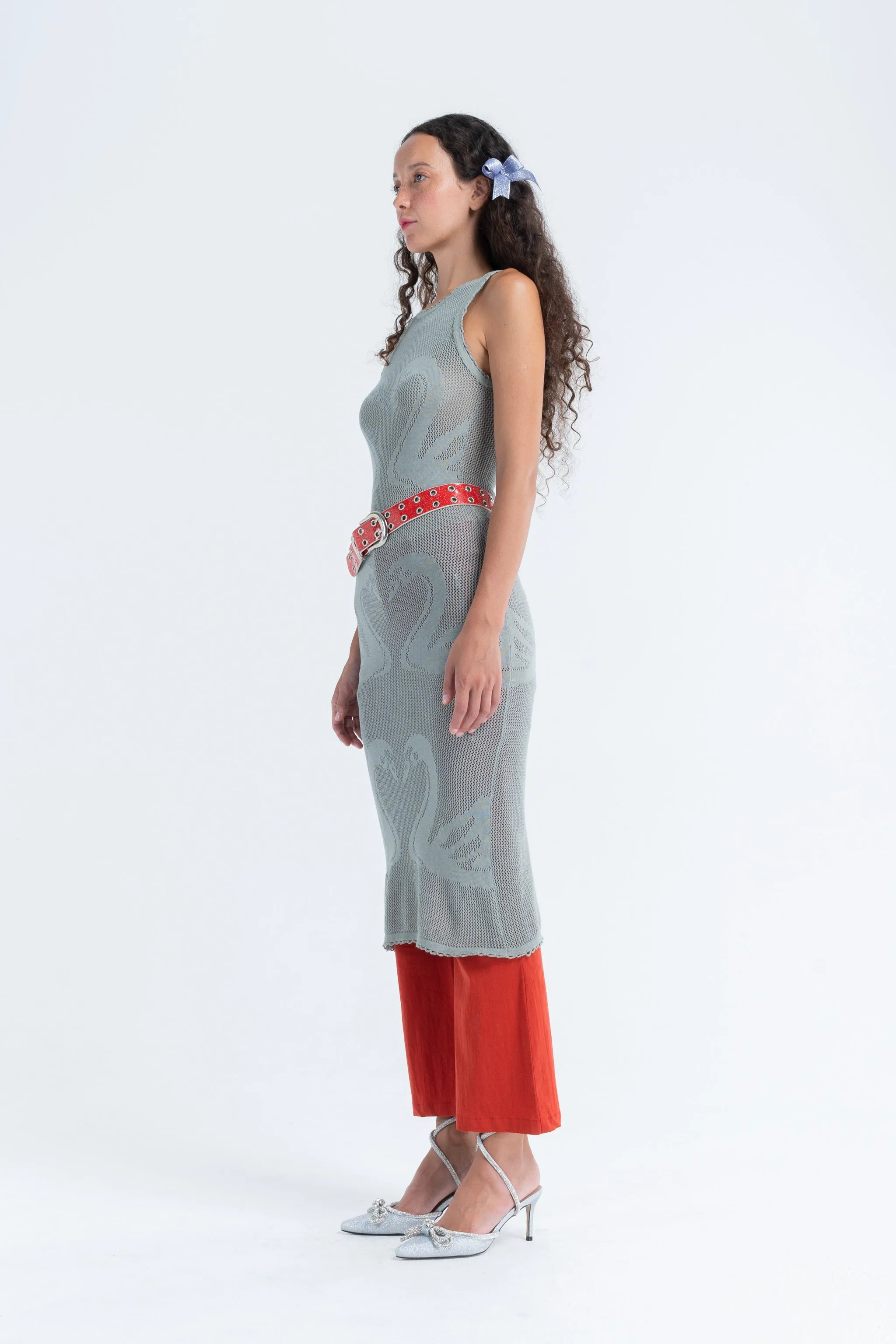 Knitted Swan Midi in Platinum