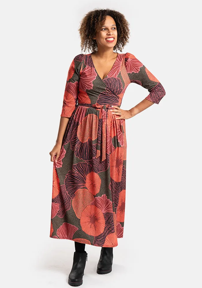 Lea Abstract Ammonite Print Midaxi Dress