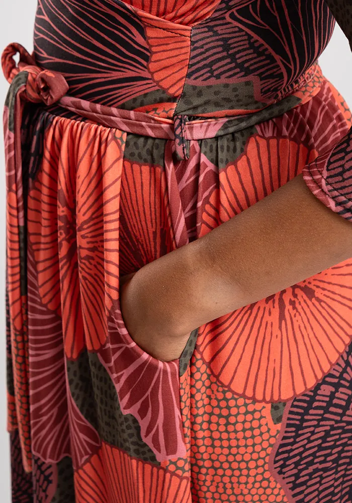 Lea Abstract Ammonite Print Midaxi Dress