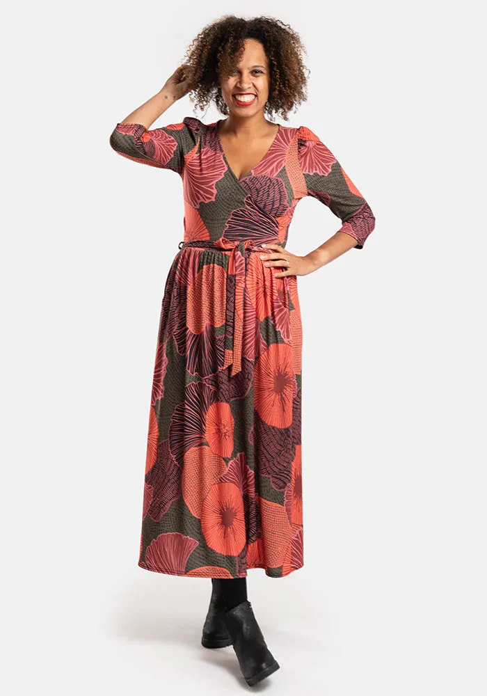 Lea Abstract Ammonite Print Midaxi Dress