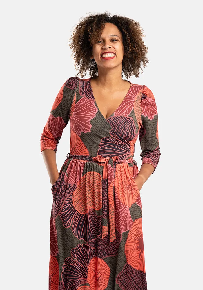 Lea Abstract Ammonite Print Midaxi Dress