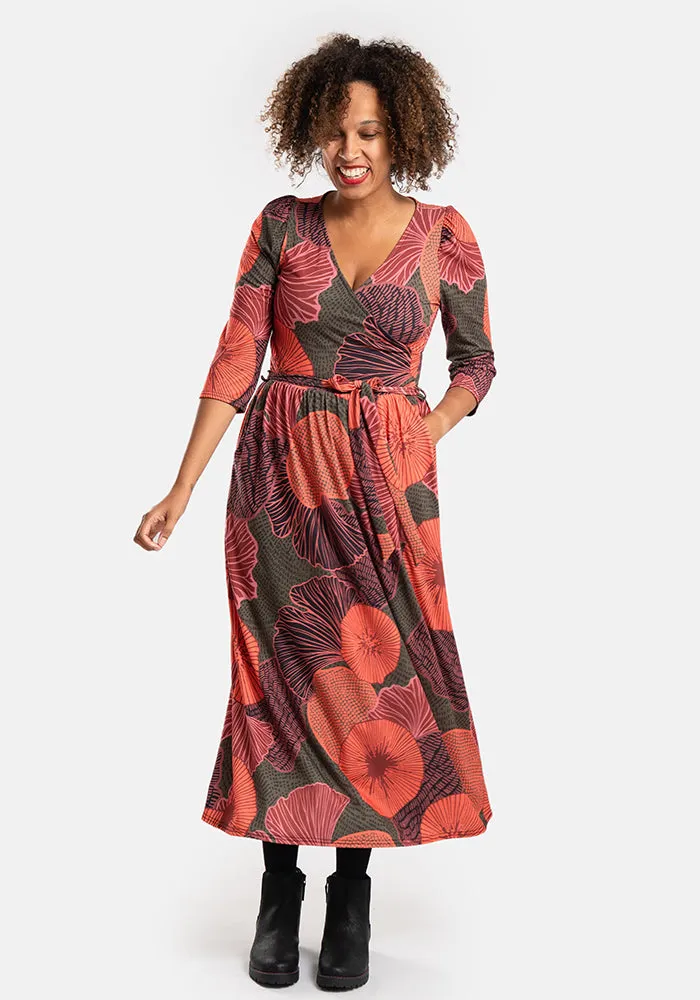 Lea Abstract Ammonite Print Midaxi Dress
