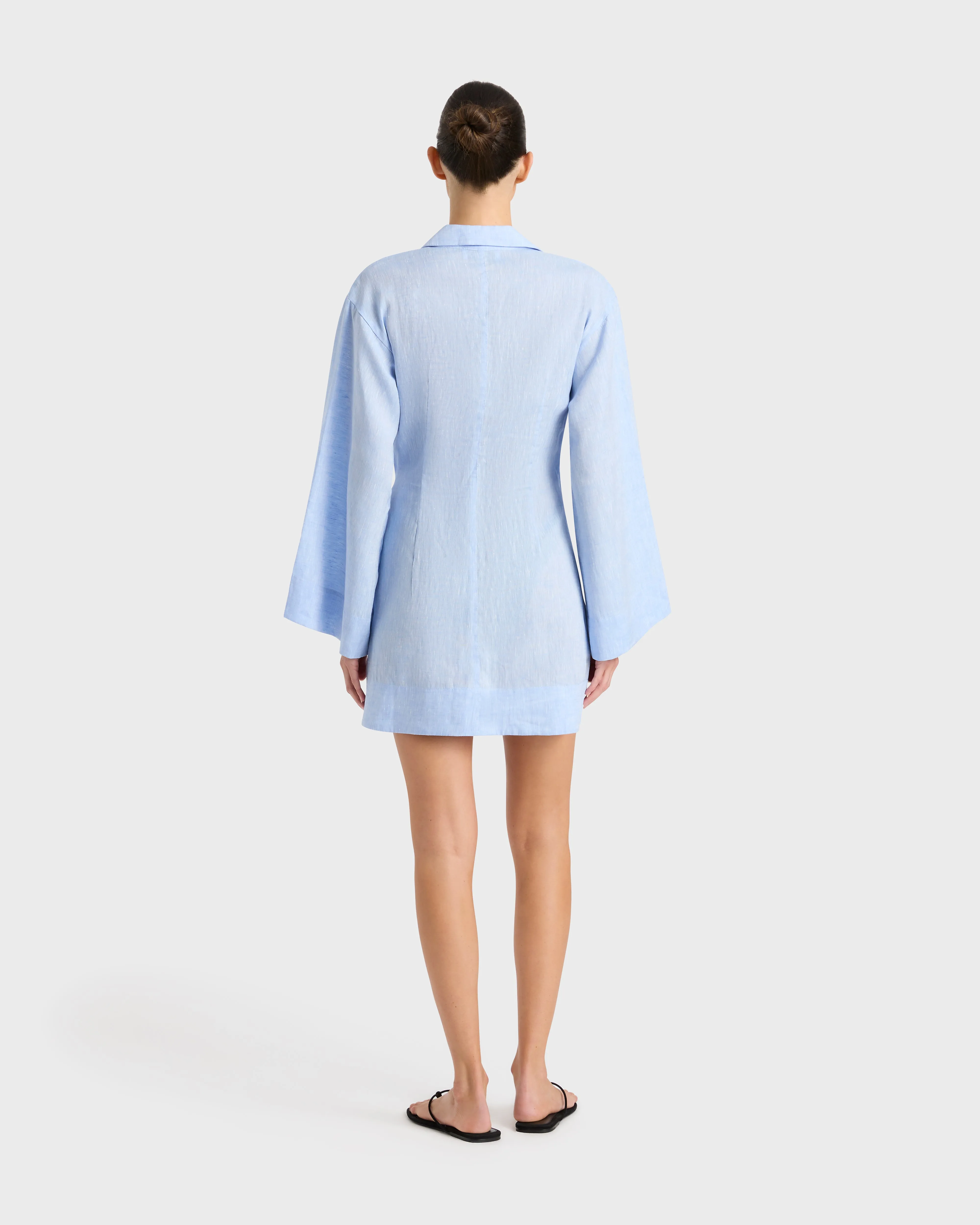 Leiden Wrap Mini Dress - Sky