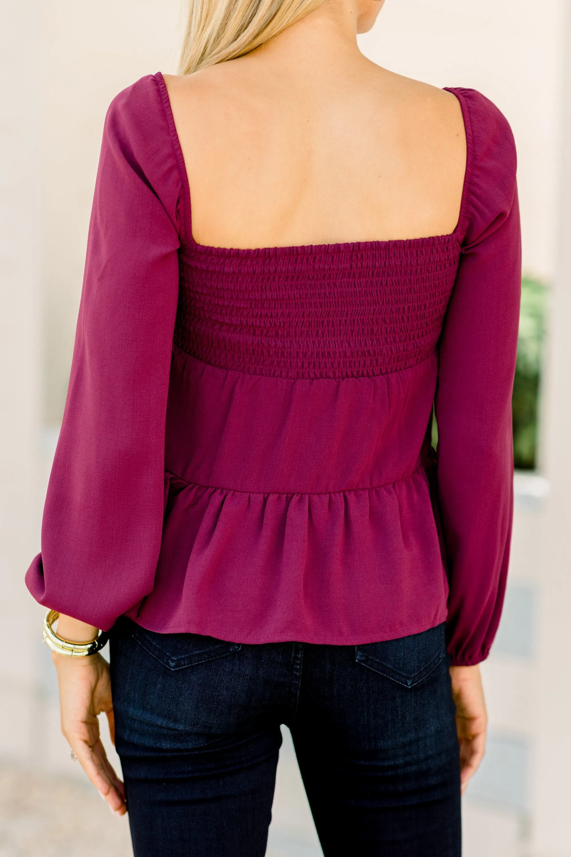 Life Of Love Berry Purple Smocked Top