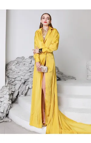 Luxury Classic elegant sexy high cut fork tail dress long slit evening party gown- Lios
