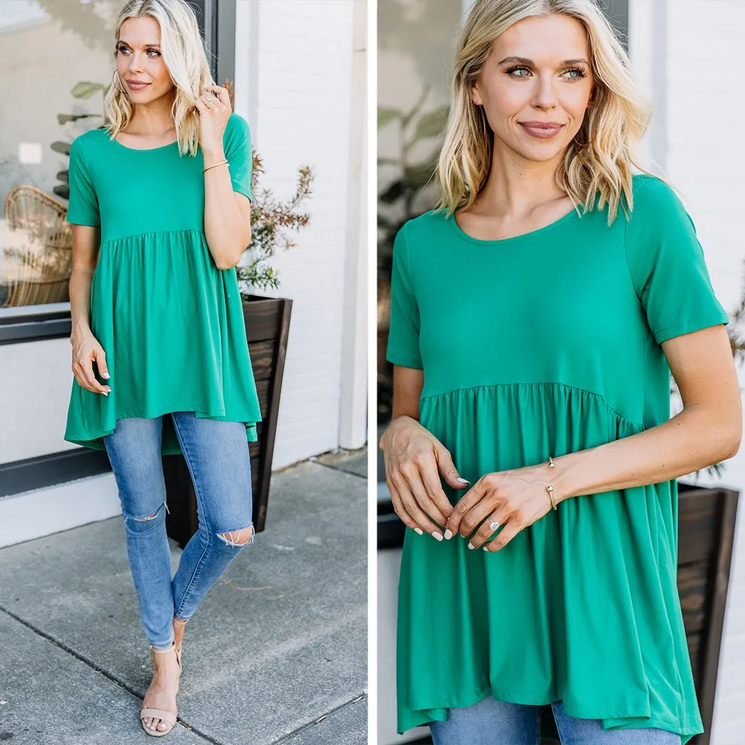 Make It Known Kelly Green Babydoll Top
