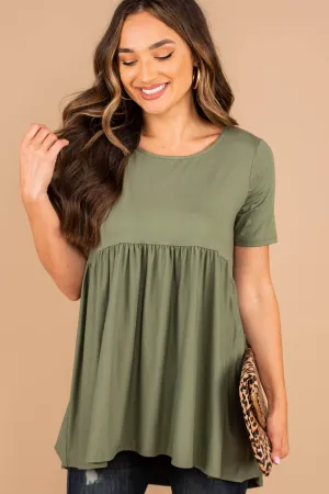 Make It Known Light Olive Green Babydoll Top