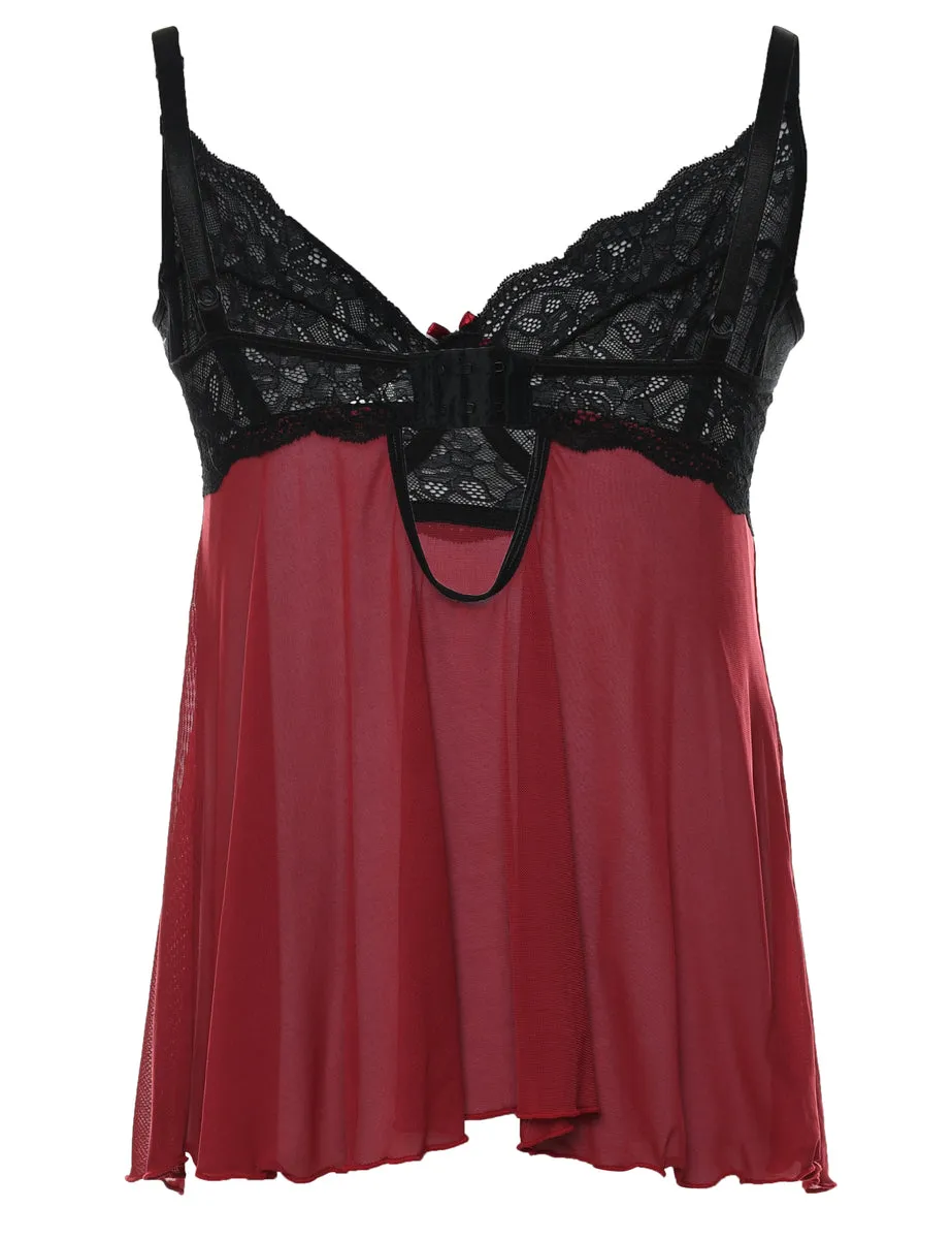 Maroon & Black Babydoll  - M