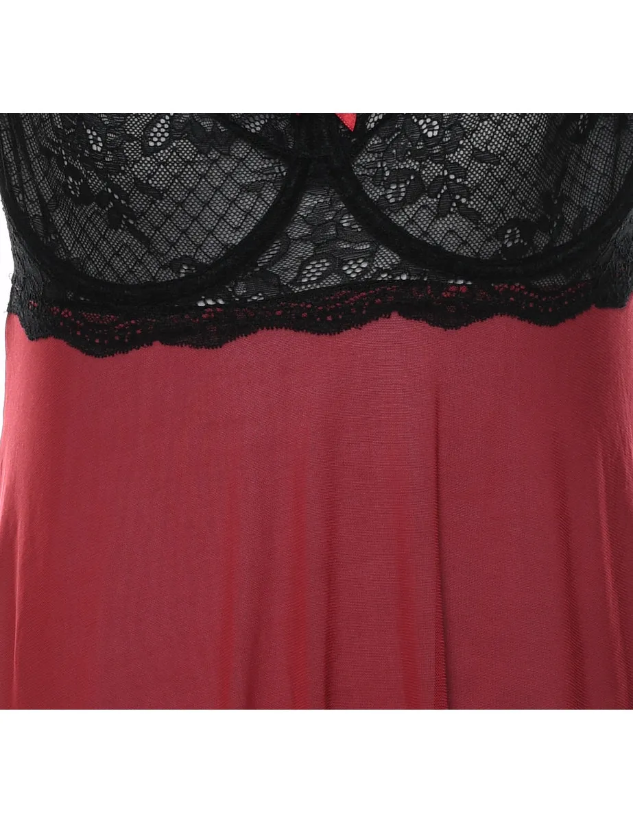 Maroon & Black Babydoll  - M