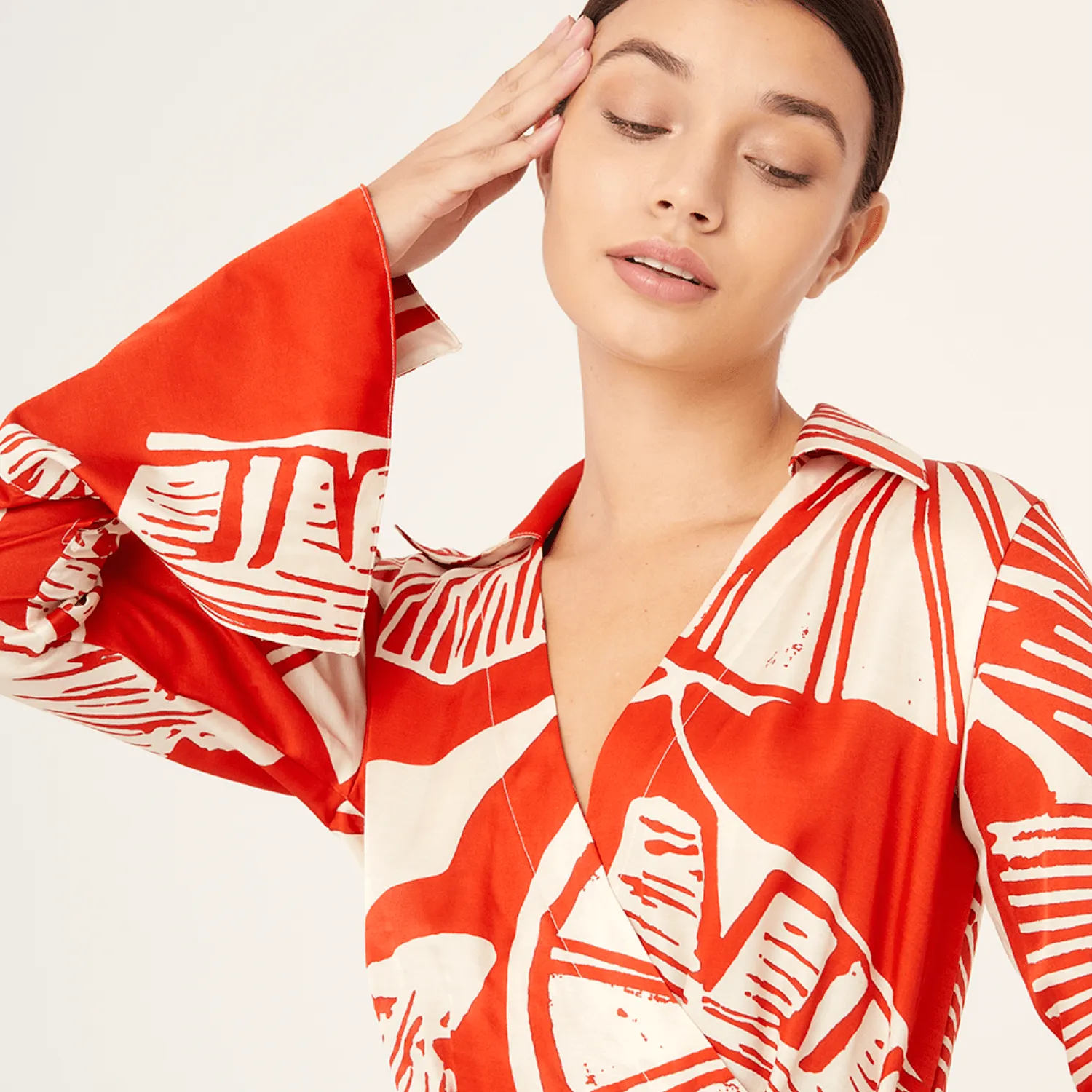 MINI WRAP DRESS SILK VISCOSE RED LEMON 227