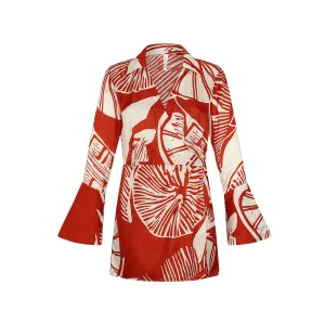 MINI WRAP DRESS SILK VISCOSE RED LEMON 227