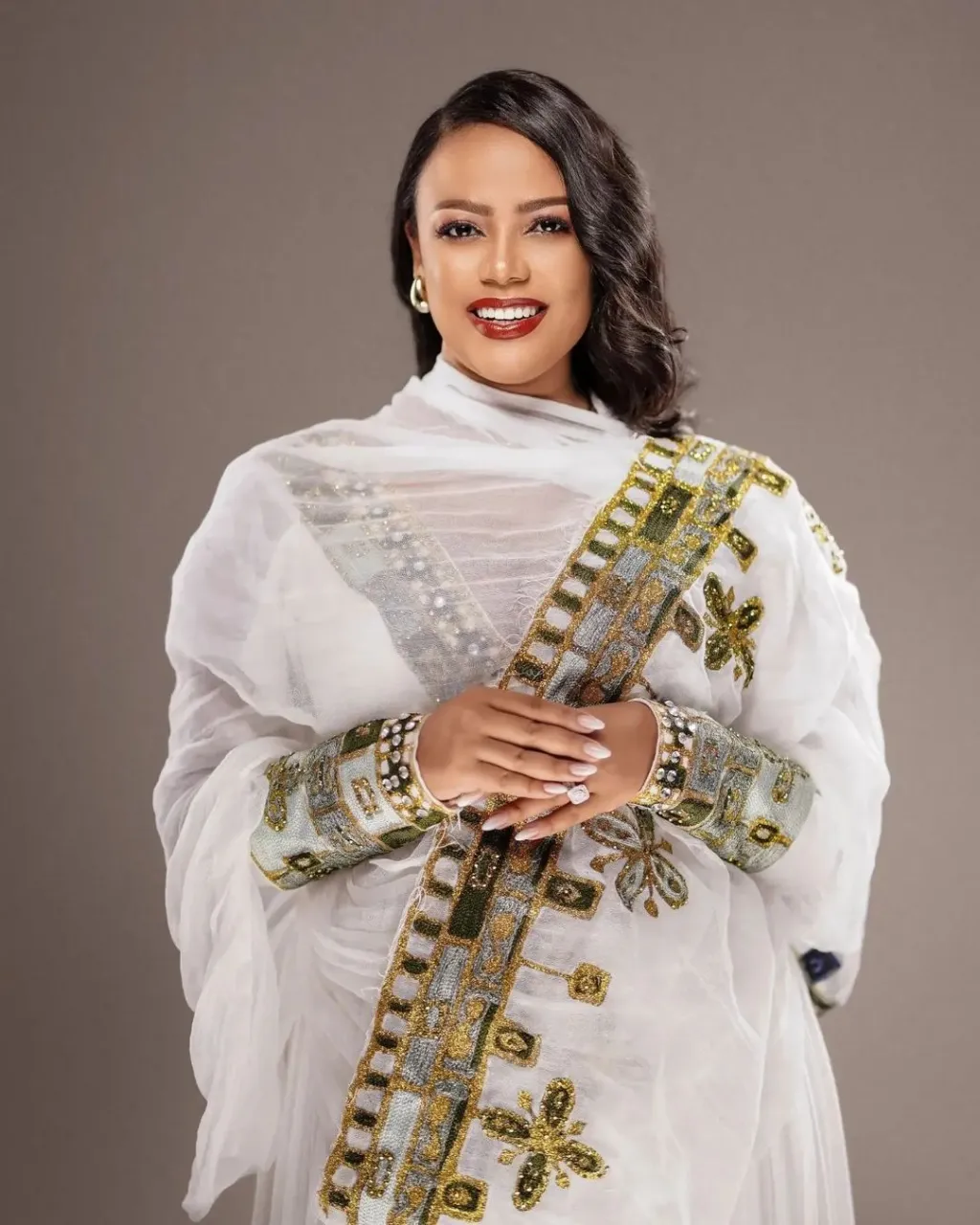 Modern Take with Emerald Green Habesha Dress: Puffy Sleeves on Traditional Ethiopian Dress for Unforgettable Look Ethiopian Wedding Dress
