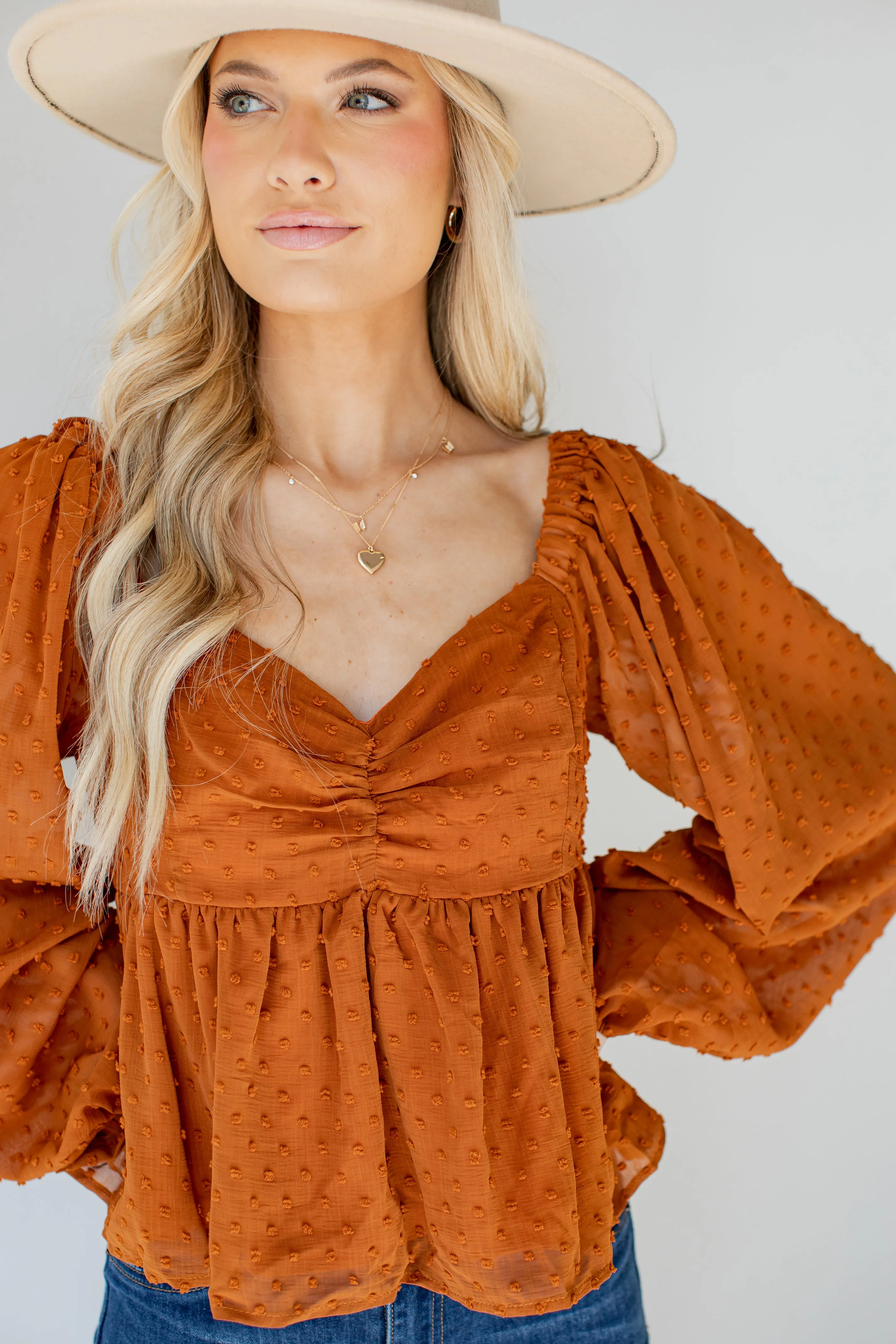 Much Love Swiss Dot Babydoll Blouse