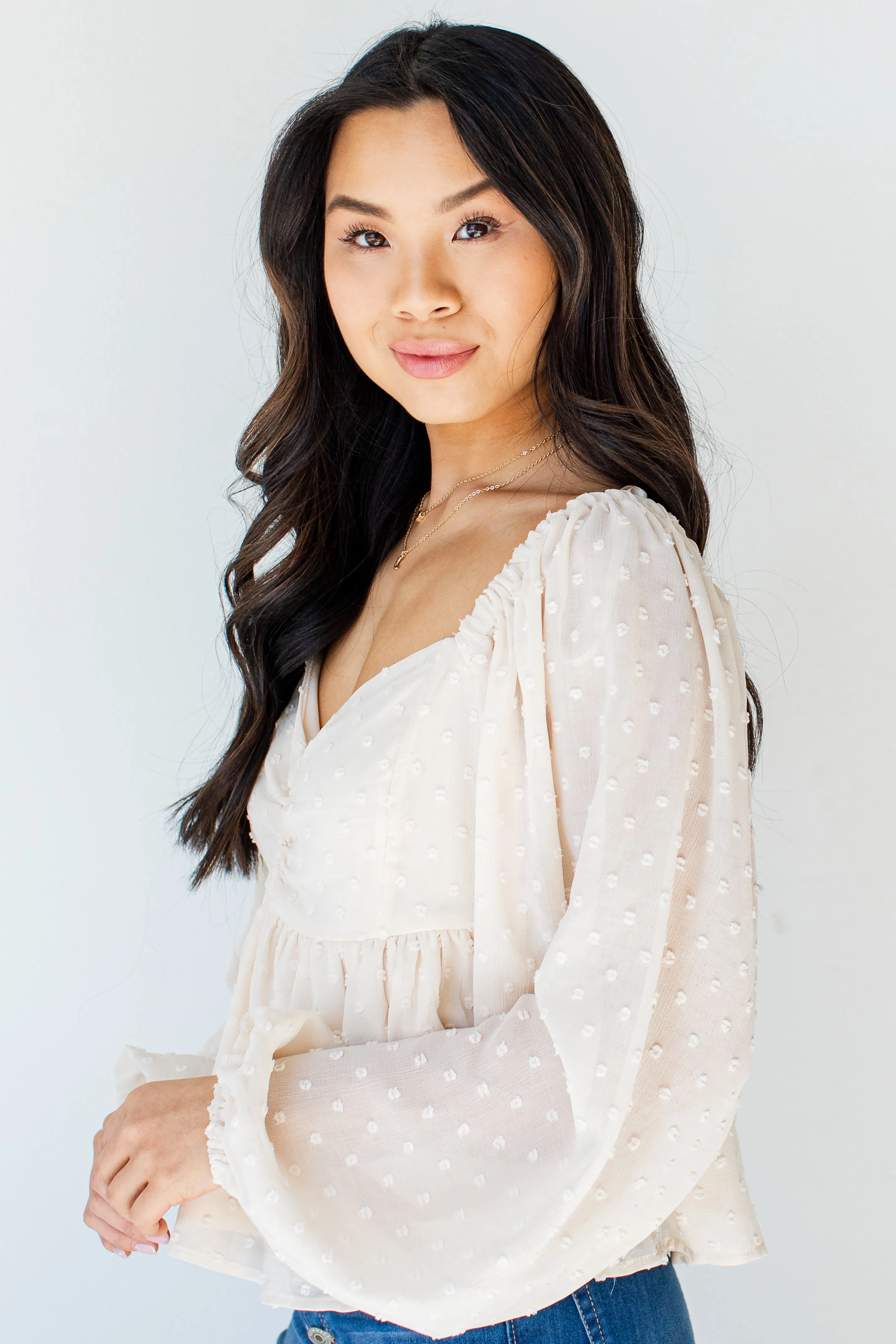 Much Love Swiss Dot Babydoll Blouse