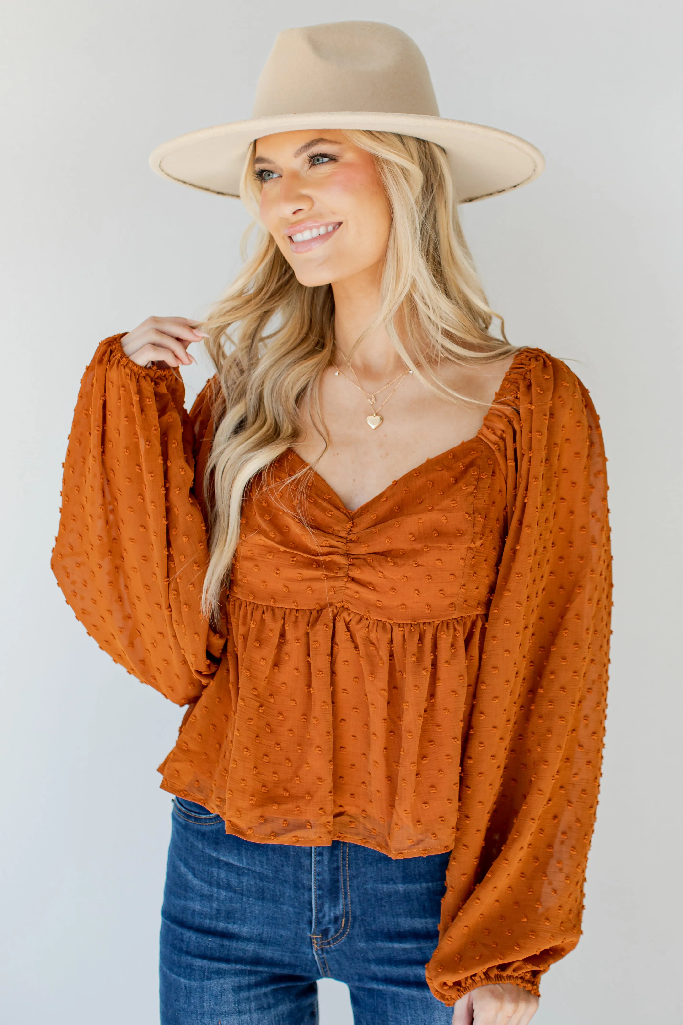Much Love Swiss Dot Babydoll Blouse