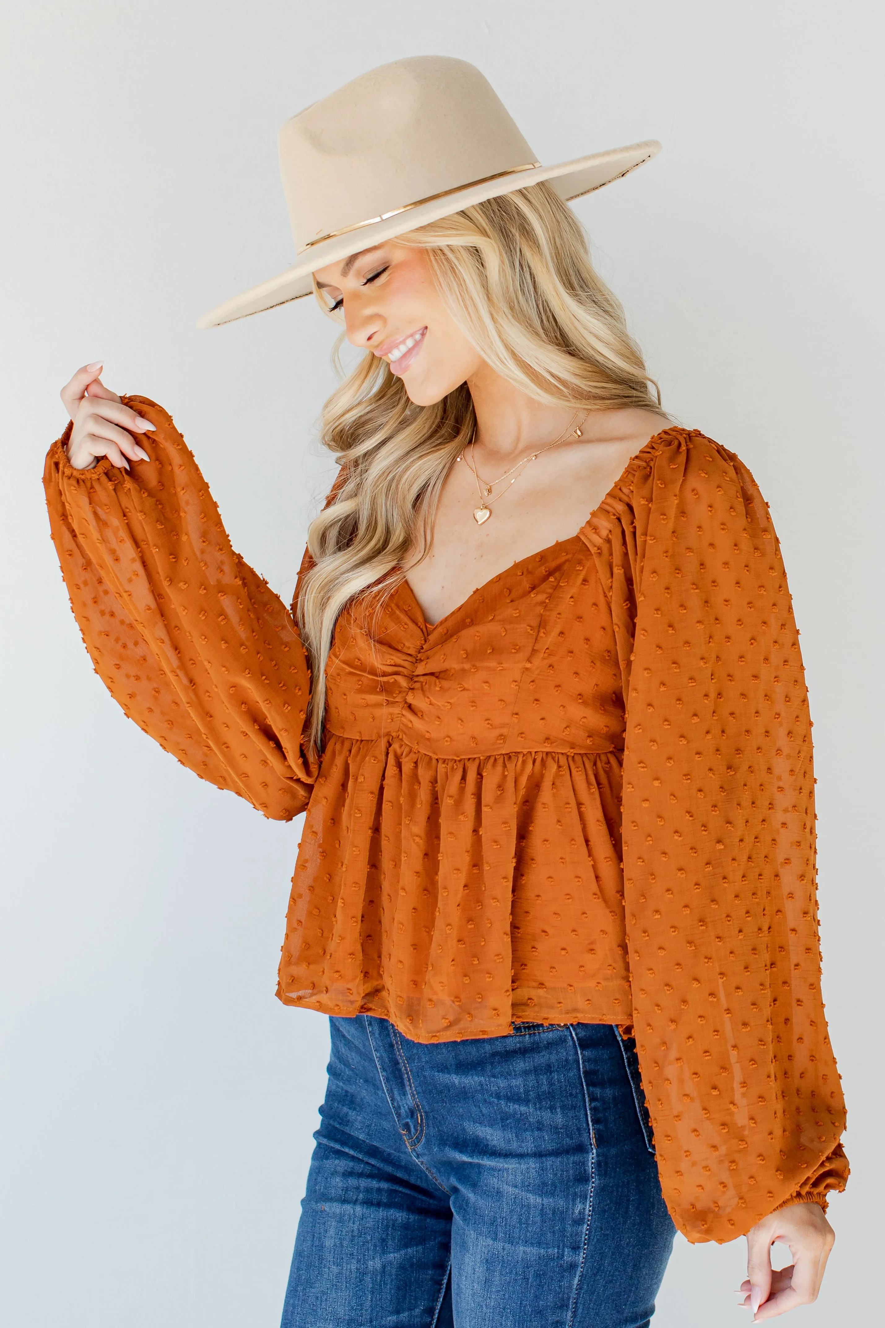 Much Love Swiss Dot Babydoll Blouse