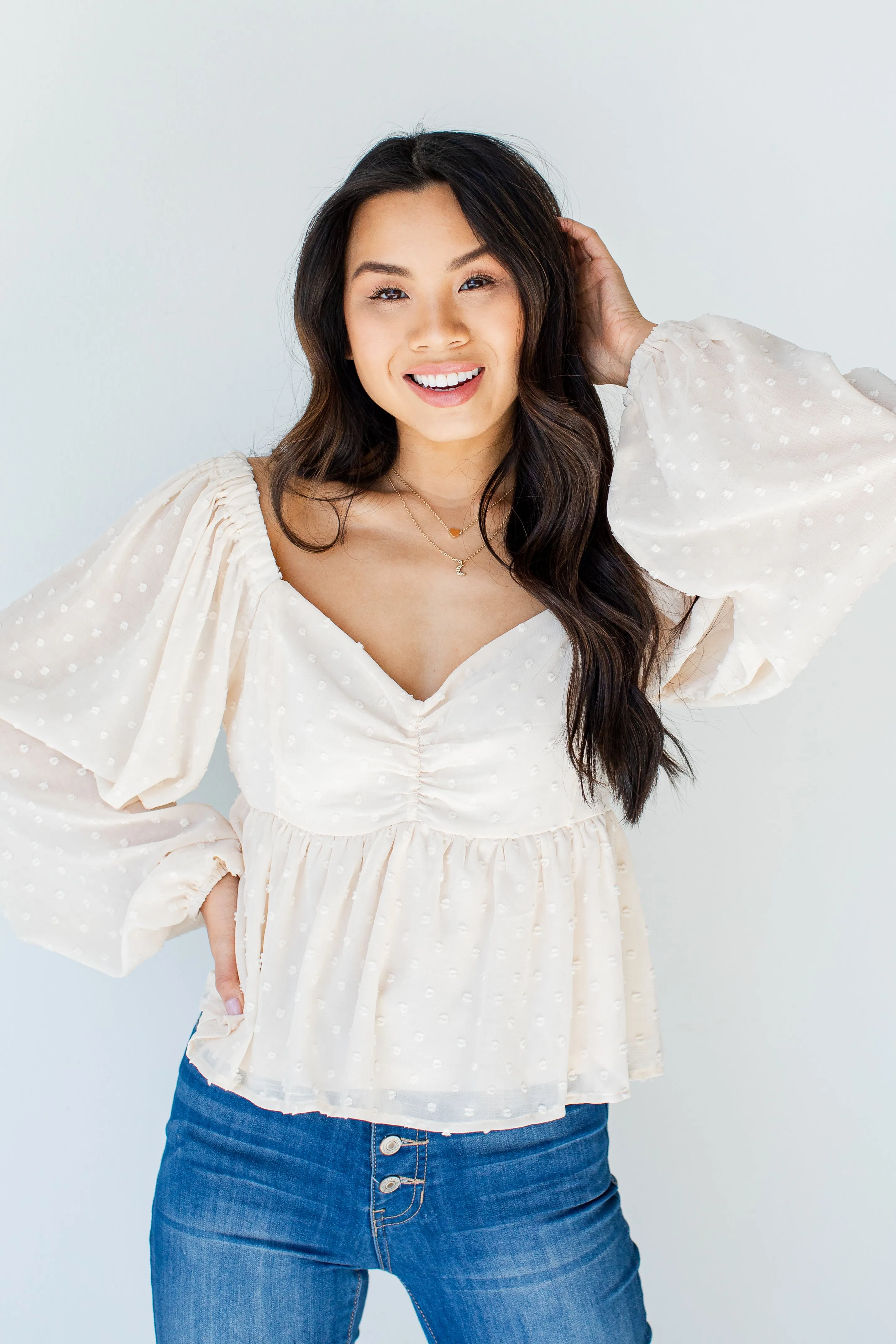 Much Love Swiss Dot Babydoll Blouse