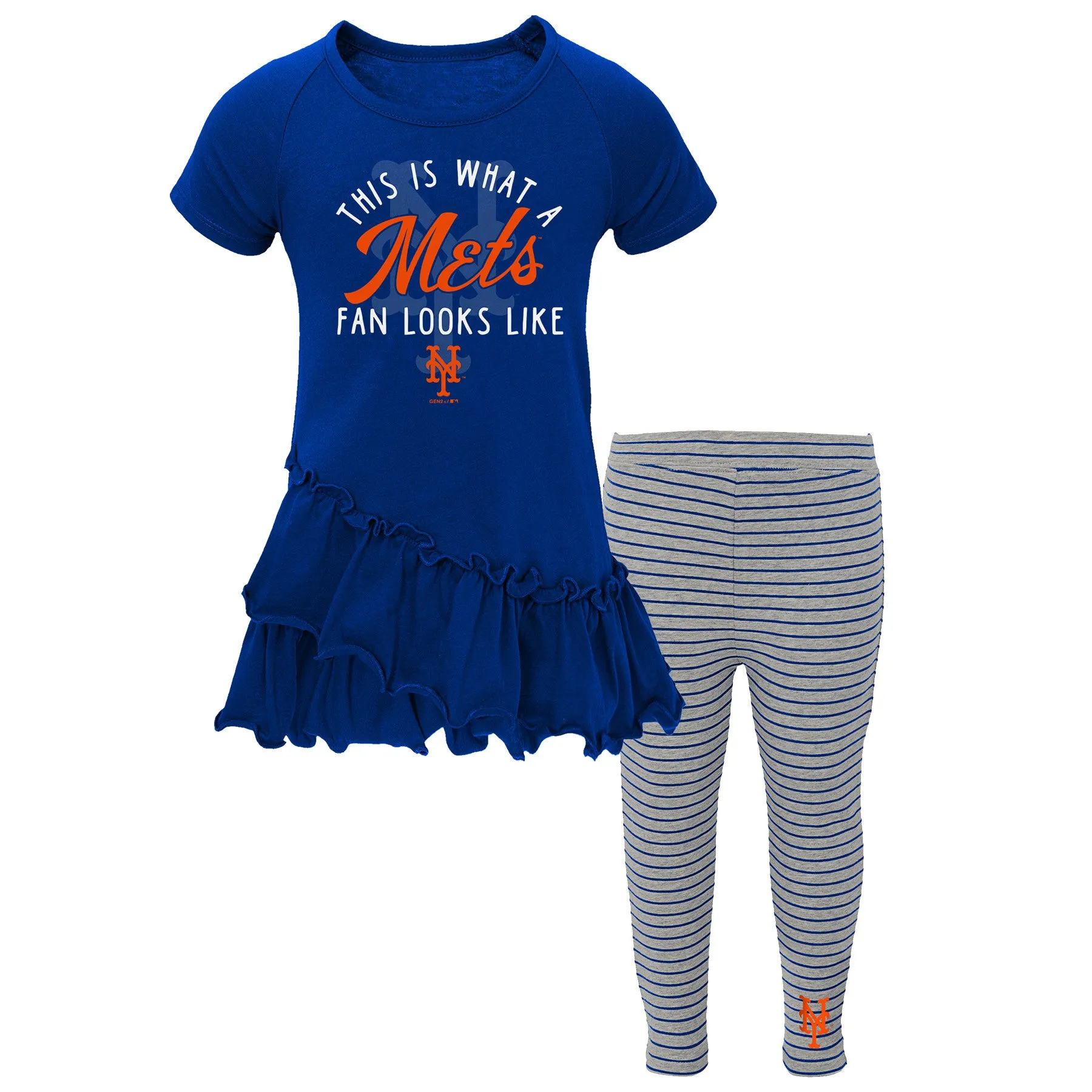 New York Mets Girl Ruffled Tee Dress