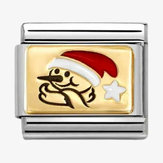 Nomination CLASSIC Gold Christmas Coloured Snowman Charm