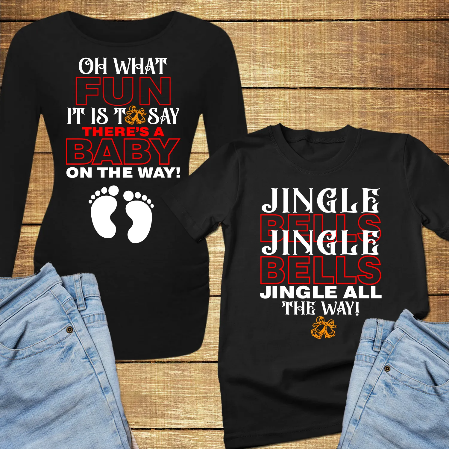 Oh what fun it is to say a baby is on the way christmas t shirt pregnant, couple christmas shirts for pregnant women